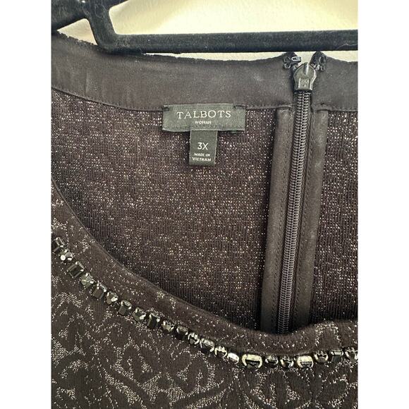 Talbots Beaded Velvet Shimmer Sleeveless Peplum Blouse Plus Size 3X Tank Top - Picture 3 of 6